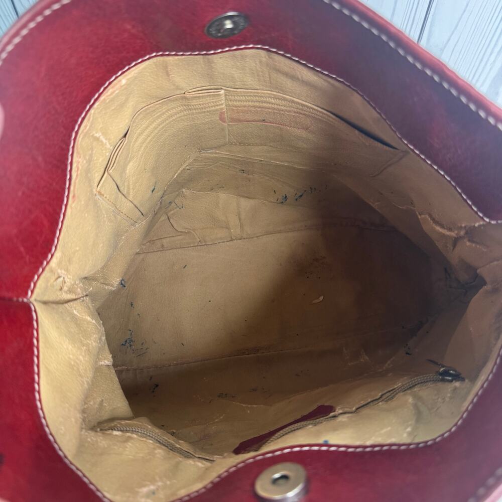 Vintage Marco Firenze Red Italian Leather Designer Shoulder Bucket Bag READ - Picture 7 of 13